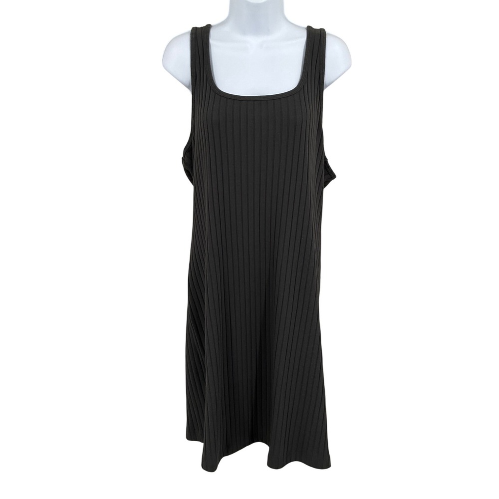 Old Navy Dress Womens 2X Charcoal Gray Cotton Blend Ribbed Sleeveless Shift Boho